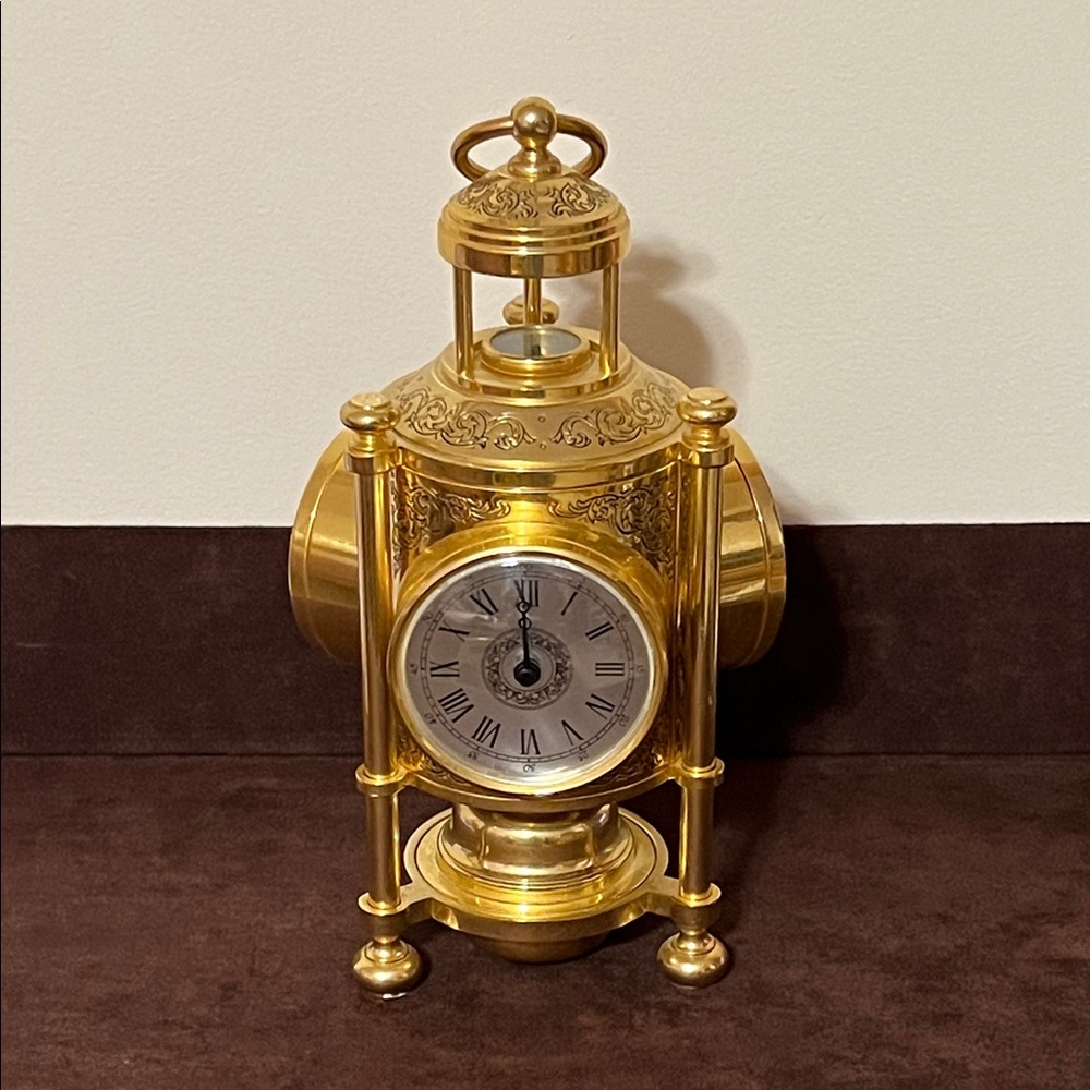 Franklin Mint International Meteorological Clock. Cast Metal 24K Gold Plated
